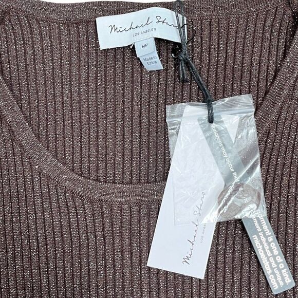 Michael Stars Dress Bodycon Shimmer Medium Petite MSRP $168 NWT Anthropologie - Picture 2 of 9